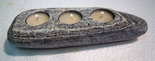 Candle holder made of granite for three candles