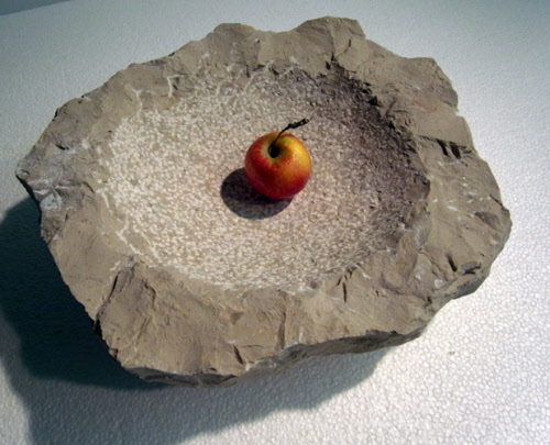 Shell of Jurassic limestone fruit bowl or birdbath