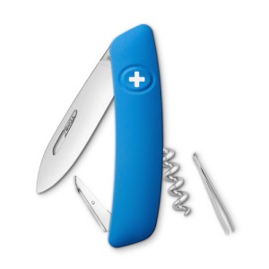 Swiza Pocket Knife blue Blister 6 functions Including pintle puller.